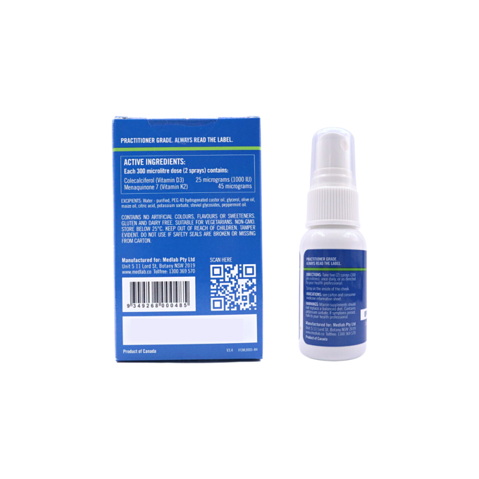 MedLab, Nanocelle™ D3+K2, 30mL Spray - Image 2